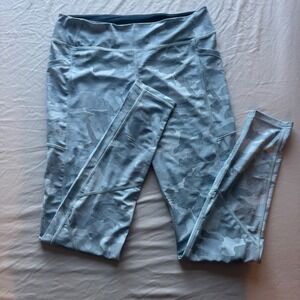 Pelagic Blue Fish Camo Camouflage UPF 50+ Yoga Pants Leggings Large